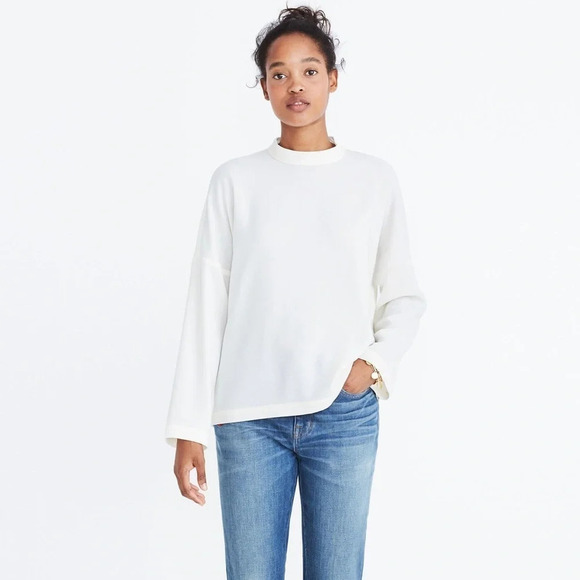Madewell Tops - Madewell NWT Moderne Mockneck Blouse in Bright Ivory Size X-Small